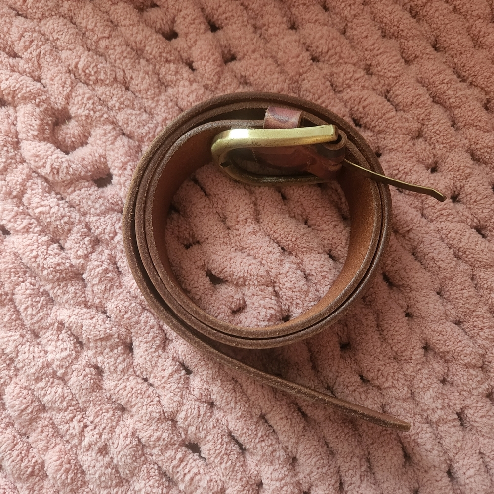 Patricia Nash Brown Leather Belt with Gold Buckle
